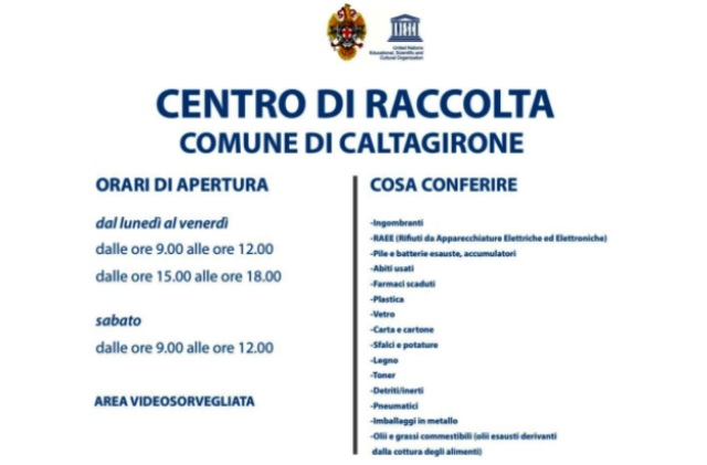 Lunedì 27 dicembre entra in funzione il Centro comunale di raccolta dei rifiuti di Caltagirone 